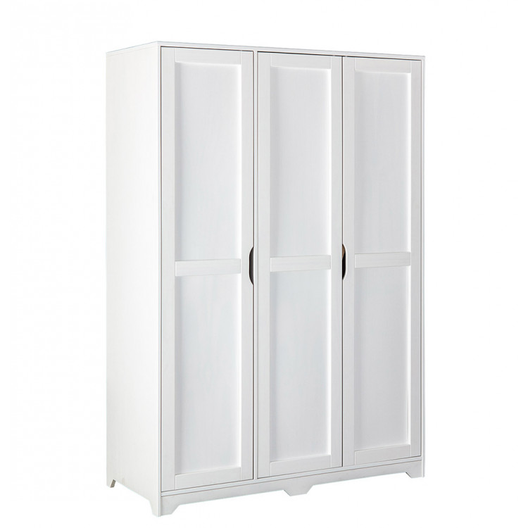 Armoire adulte contemporaine 138 cm en pin massif blanc Miami