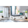 Armoire adulte contemporaine 138 cm en pin massif blanc Miami