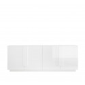 Buffet/bahut moderne 4 portes blanc laqué brillant Uranus