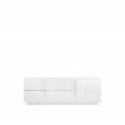 Meuble TV moderne 1 porte/2 tiroirs blanc laqué brillant Uranus