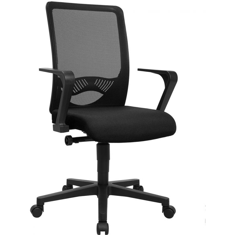 Chaise de bureau noire avec accoudoirs Jordy