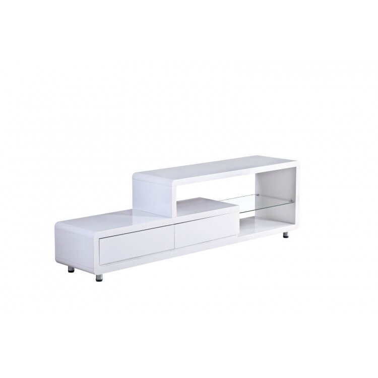 Meuble TV design blanc brillant Lenny