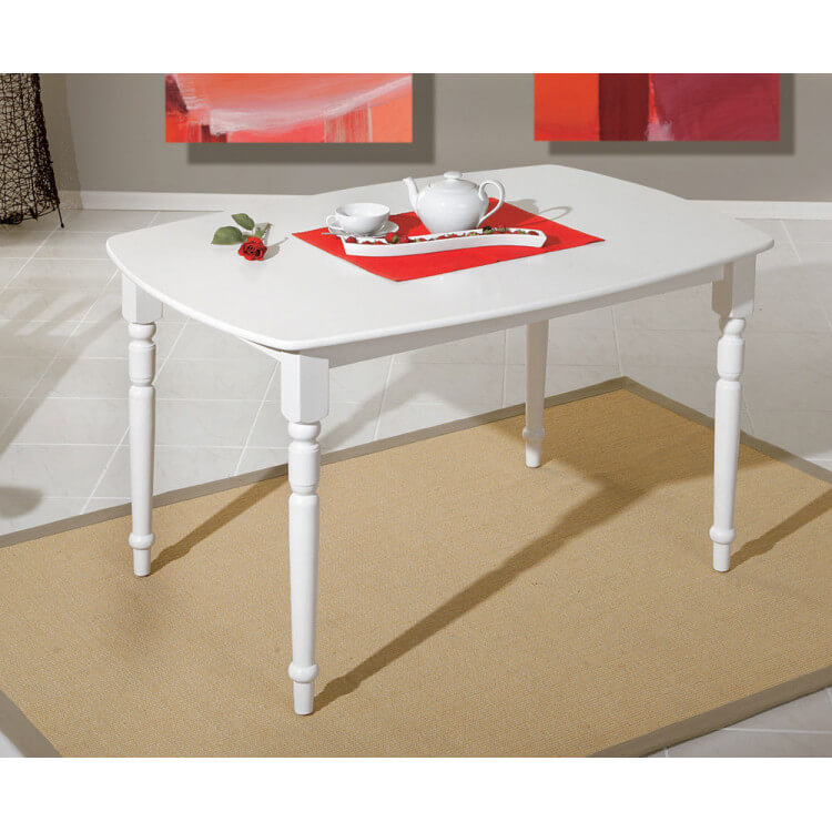 Table de cuisine en pin massif blanc Coffee