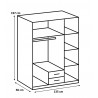 Armoire adulte contemporaine 135 cm graphite/gris clair Dominik