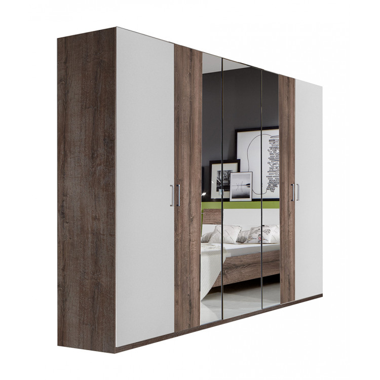 Armoire adulte contemporaine 225 cm blanc/chataigne Stuttgart