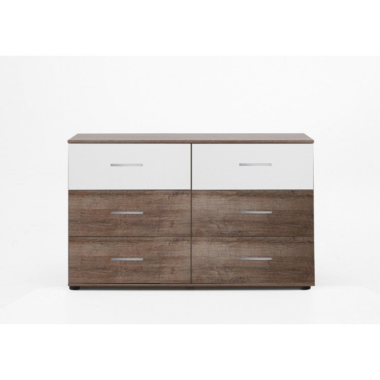 Commode adulte contemporaine 130 cm blanc/chataigne Stuttgart
