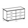 Commode adulte contemporaine 130 cm blanc/chataigne Stuttgart