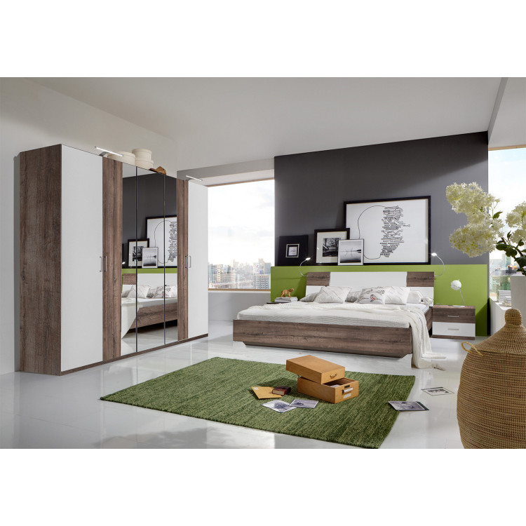 Chambre adulte contemporaine blanc/chataigne Stuttgart