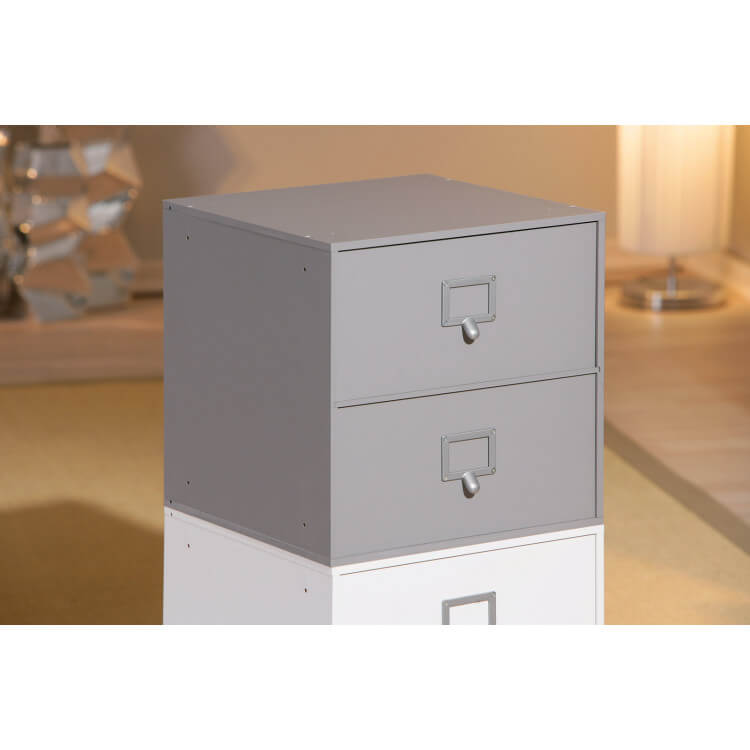 Boîte de rangement en bois coloris gris Dice III