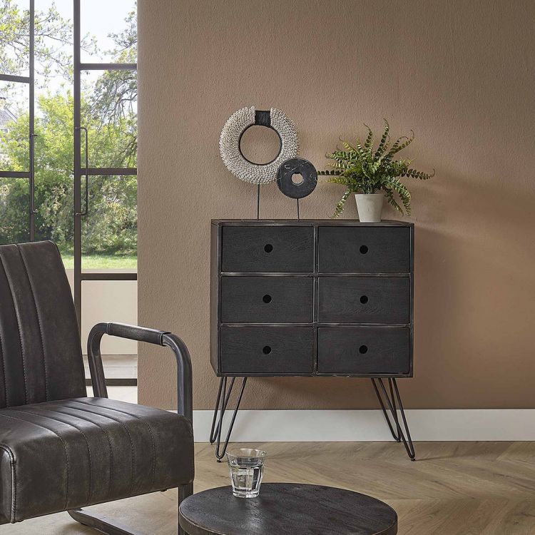Commode en acacia massif noir Liam