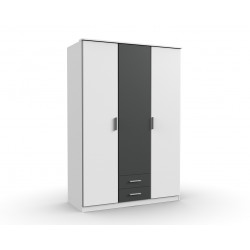 Armoire enfant contemporaine 135 cm blanc/graphite Rocker