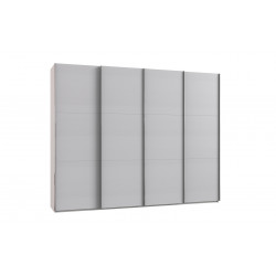 Armoire adulte contemporaine portes synchronisées 300 cm gris/blanc Jasper