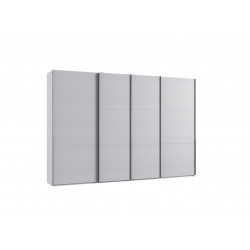 Armoire adulte contemporaine portes synchronisées 350 cm gris/blanc Jasper