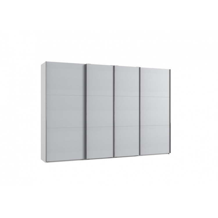 Armoire adulte contemporaine portes synchronisées 350 cm gris/blanc Jasper