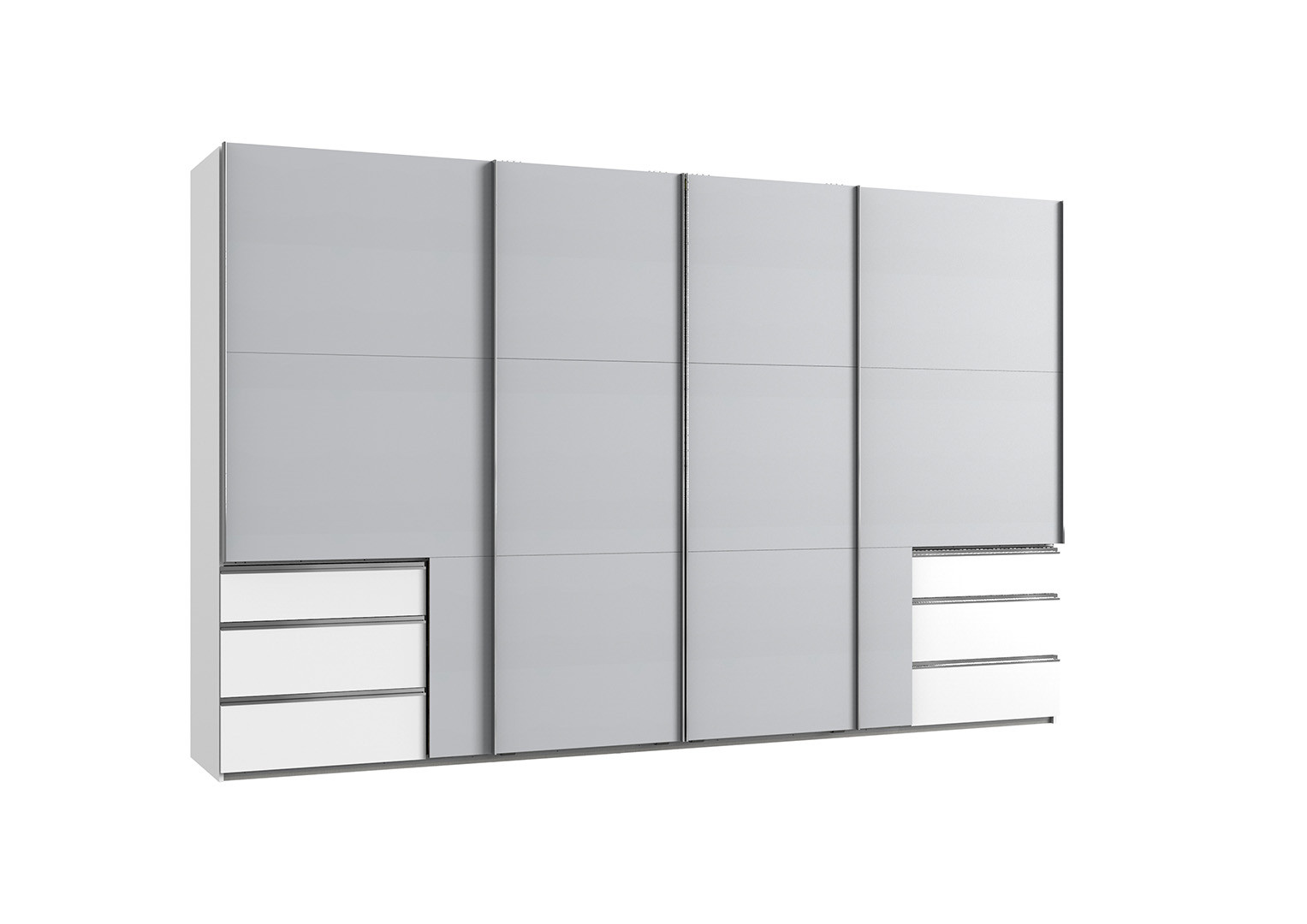 Armoire adulte contemporaine portes synchronisées 350 cm gris/blanc Jasper I