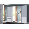 Armoire adulte contemporaine portes synchronisées 350 cm gris/blanc Jasper I