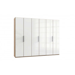 Grande armoire penderie 6 portes et 2 tiroirs Lanae L243cm Blanc