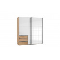Armoire contemporaine portes coulissantes 200 cm blanc/chêne Johanesburg