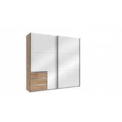 Armoire contemporaine portes coulissantes 250 cm blanc/chêne Johanesburg