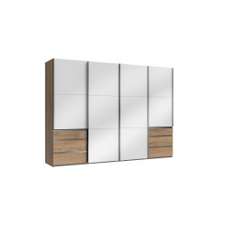 Armoire contemporaine portes synchronisées 300 cm blanc/chêne Johanesburg