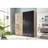 Armoire adulte moderne 180 cm chêne/verre gris Edimbourg