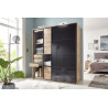 Armoire adulte moderne 180 cm chêne/verre gris Edimbourg