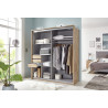 Armoire adulte moderne 180 cm chêne/verre gris Edimbourg