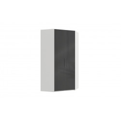 Armoire d'angle contemporaine blanc/verre gris Rotterdam