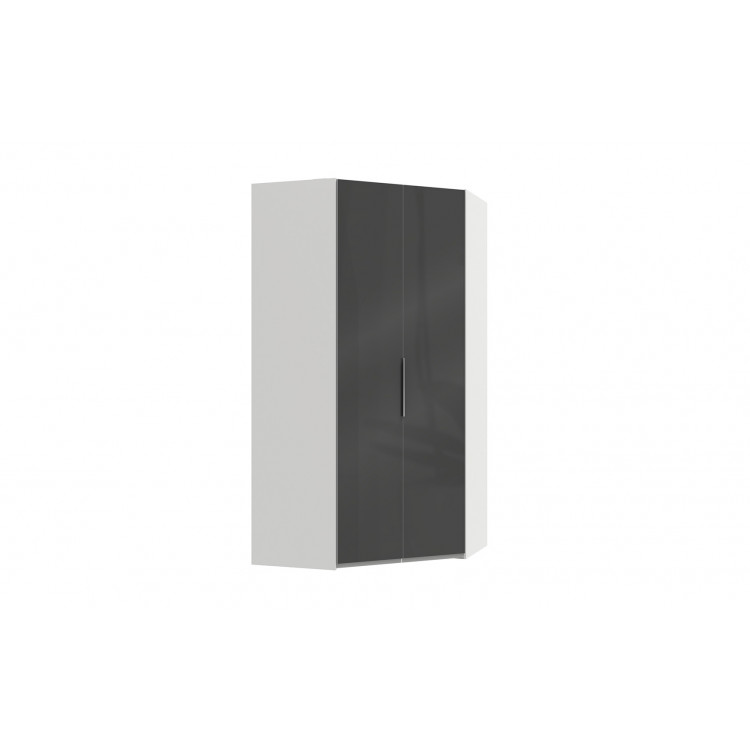 Armoire d'angle contemporaine blanc/verre gris Rotterdam