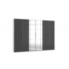 Armoire contemporaine portes battantes 300 cm blanc/verre gris Rotterdam
