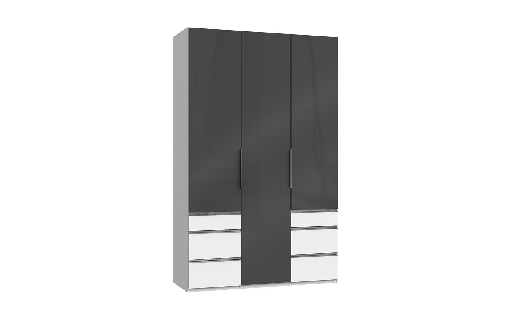Armoire contemporaine portes battantes 150 cm blanc/verre gris Rotterdam I