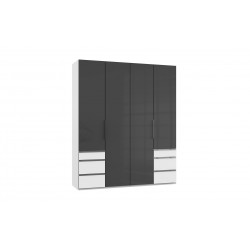 Armoire contemporaine portes battantes 200 cm blanc/verre gris Rotterdam I