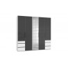Armoire contemporaine portes battantes 250 cm blanc/verre gris Rotterdam I