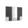 Armoire contemporaine portes battantes 300 cm blanc/verre gris Rotterdam I