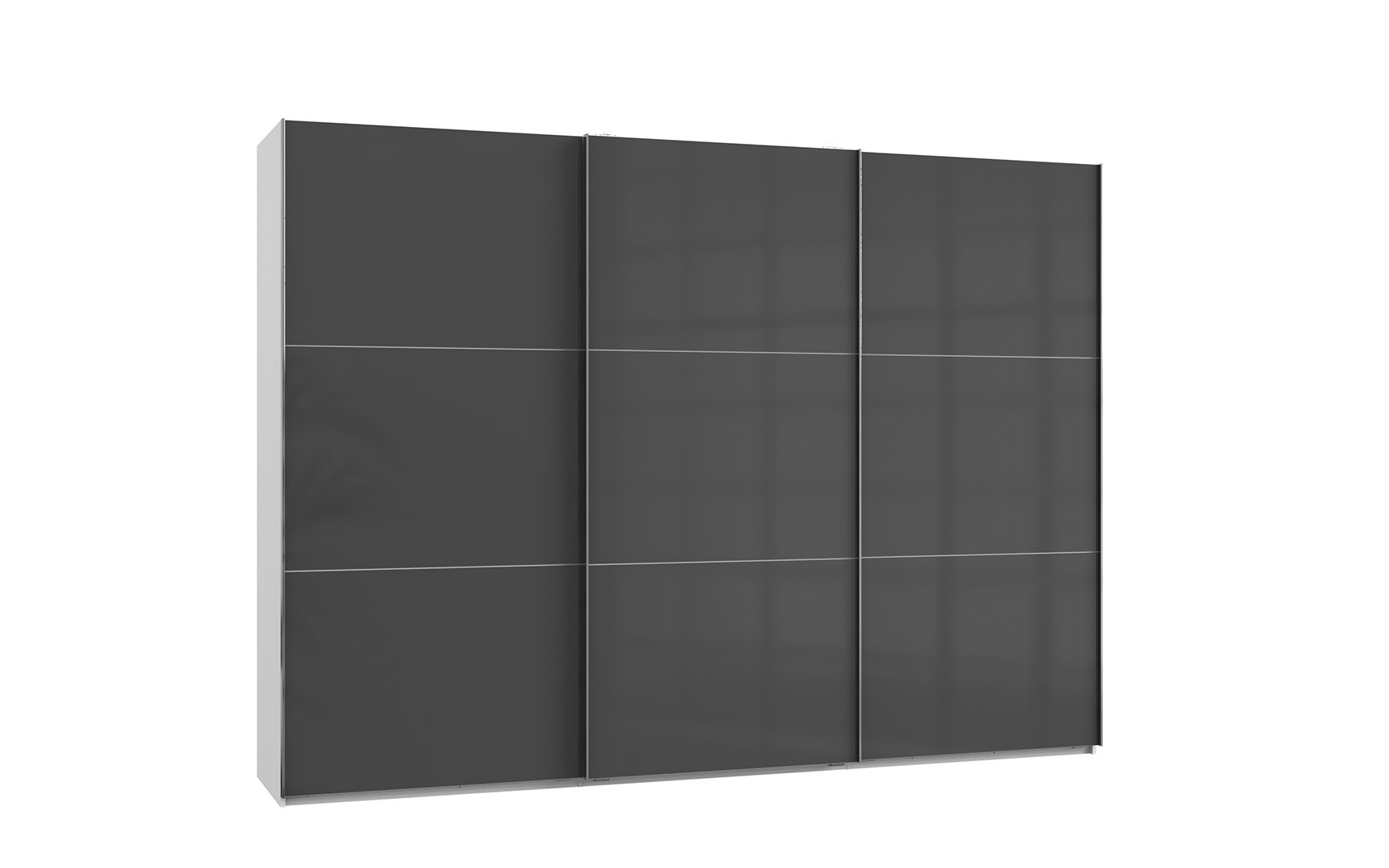 Armoire contemporaine portes coulissantes 300 cm blanc/verre gris Rotterdam