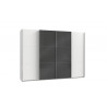 Armoire contemporaine portes synchronisées 300 cm blanc/verre gris Rotterdam