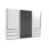 Armoire contemporaine portes coulissantes 300 cm blanc/verre gris Rotterdam I