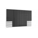 Armoire contemporaine portes synchronisées 350 cm blanc/verre gris Rotterdam I
