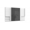 Armoire contemporaine portes synchronisées 350 cm blanc/verre gris Rotterdam I