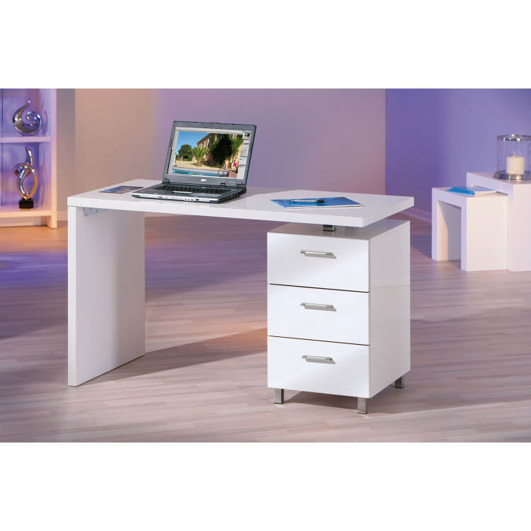 Bureau design blanc laqué James