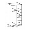 Armoire enfant moderne 91 cm béton clair/graphite Wembley