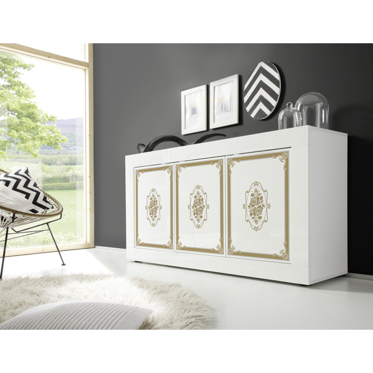 Buffet/bahut moderne 160 cm laqué avec sérigraphie Ysalis