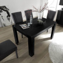 Table de salle à manger moderne extensible laqué noir Ysalis