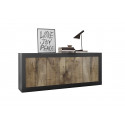 Buffet/bahut moderne 207 cm noir mat/chêne péro Agathe