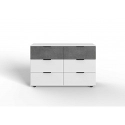 Commode adulte contemporaine 6 tiroirs blanc/gris Esmeralda