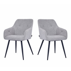 Chaise de salle à manger moderne en tissu gris (lot de 2) Indiana