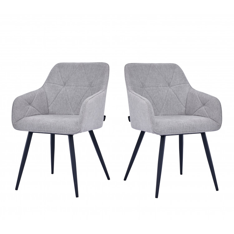 Chaise de salle à manger moderne en tissu gris (lot de 2) Indiana