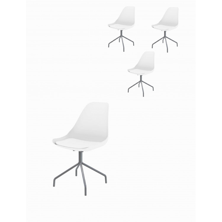 Chaise de salle à manger design en PVC blanc (lot de 4) Aurelia
