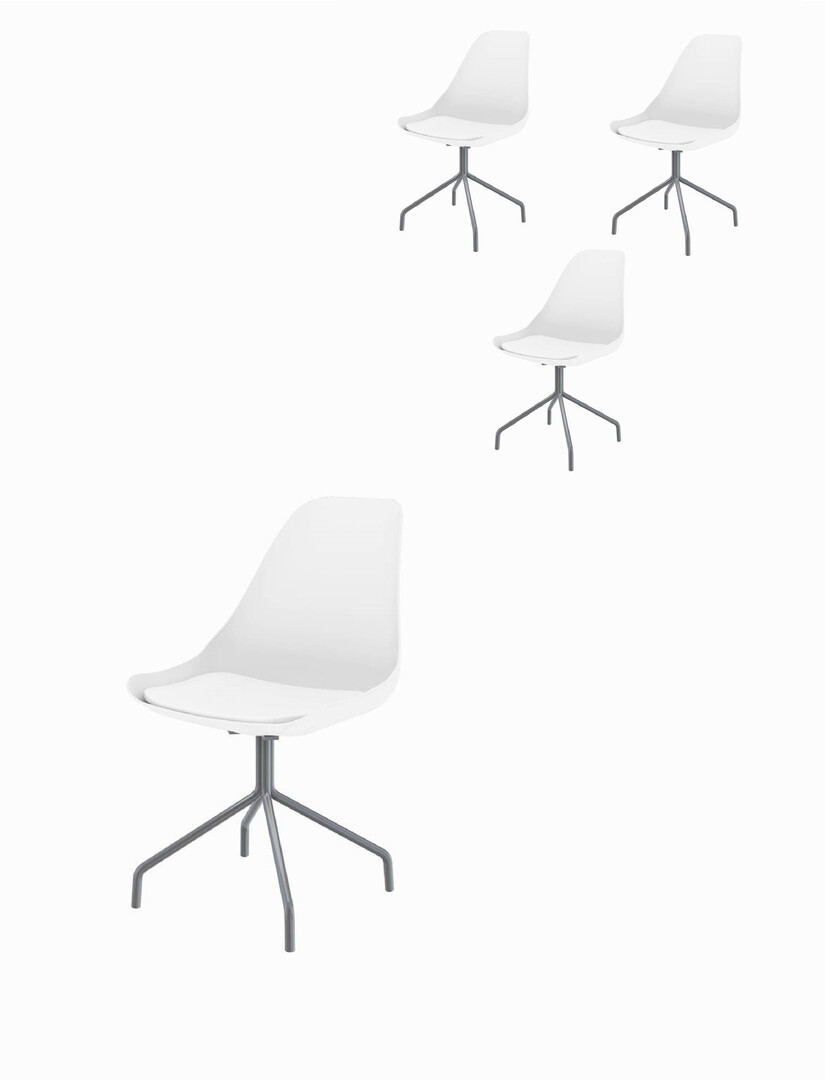 Chaise de salle à manger design en PVC blanc (lot de 4) Aurelia