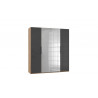 Armoire adulte contemporaine portes battantes 200 cm verre gris/chêne poutre Rotterdam